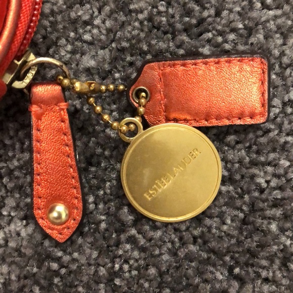 Coach/Estee Lauder red cosmetic pouch - Picture 10 of 11